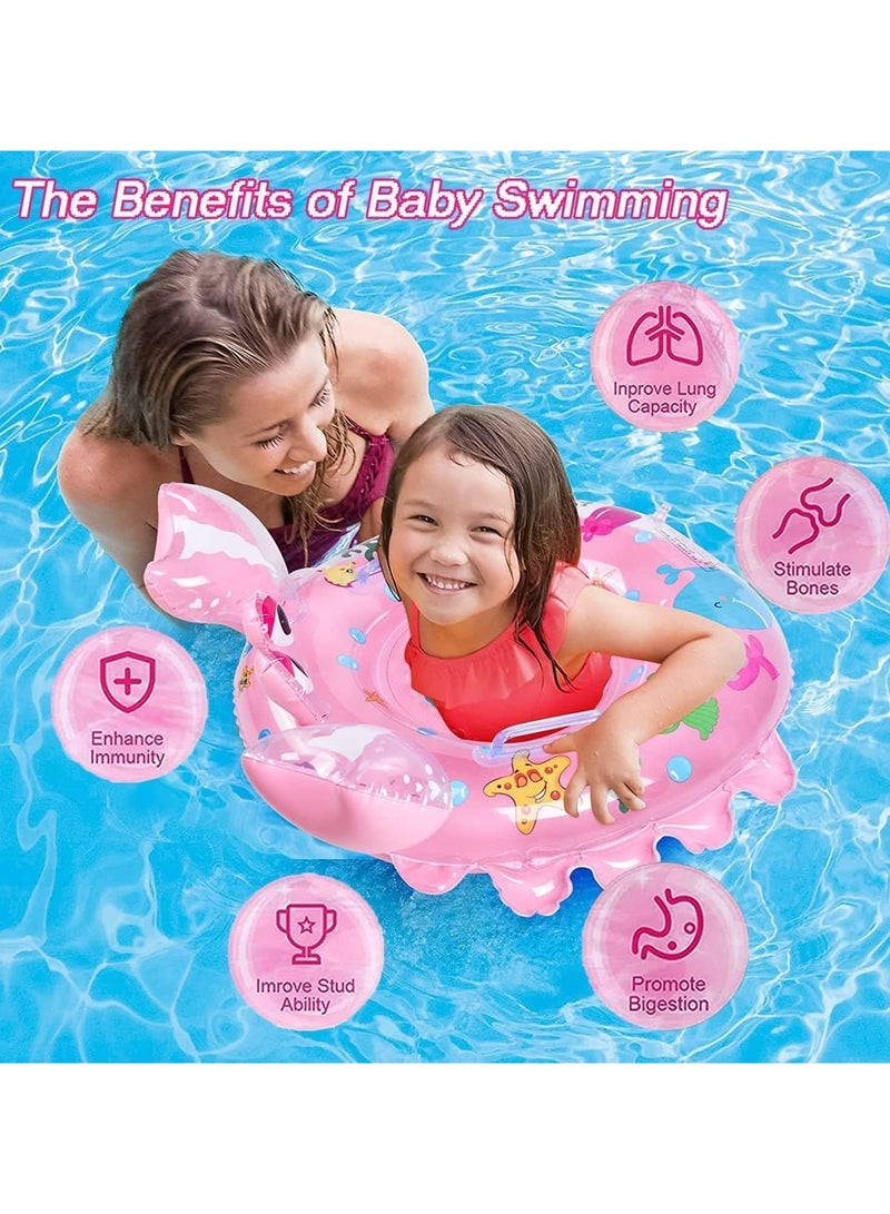 CMGTYYD Baby Swimming Float, Inflatable Ring, Swim Bath with Safety Seat and Handle Helps Learn to Kick & for the Age of 3-36 Months(Crab Pink) - Image 5