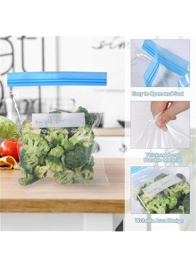 بيوينتي اكياس الفريزر، 70 قطعة اكياس طعام قابلة لاعادة الاستخدام، اكياس ساندويتشات محكمة الغلق بسحاب خالية من BPA، اكياس تخزين الطعام للفواكه واللحوم والحبوب والخضروات والحلوى (3 احجام) - Image 3