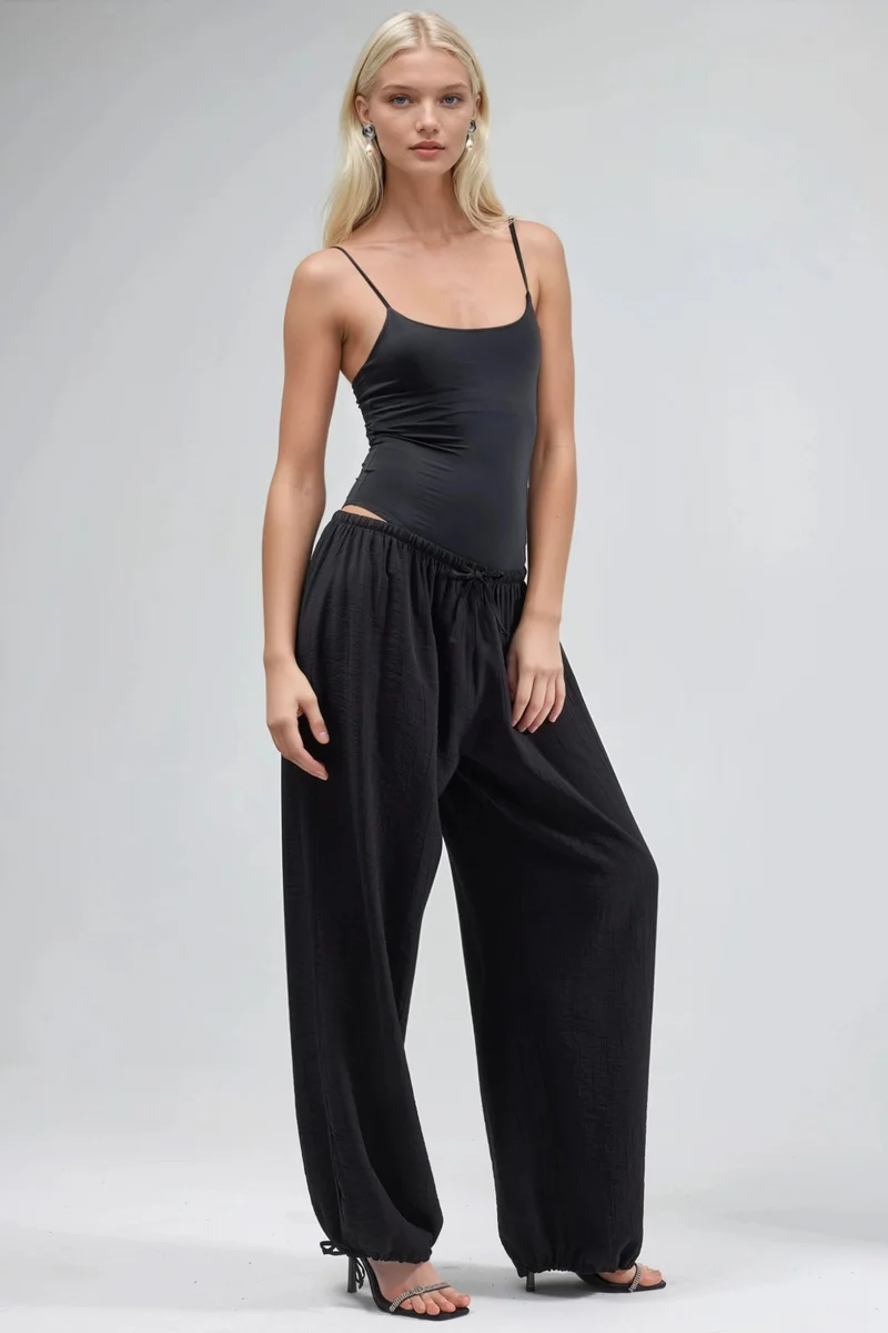 بوسيم BUSEM Elastic Waist Pants with Tie Detail