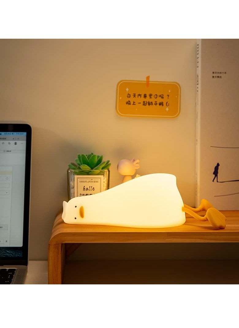 ELTRAZONE Cute Lying Flat Duck Night Light, 3-Level Dimmable Nursery Nightlight, Kawaii Squishy Silicone Light-Up Duck, Rechargeable Touch Lamp, Best Gift for Kids, Toddlers & Adults, Perfect Room Decor - Image 1