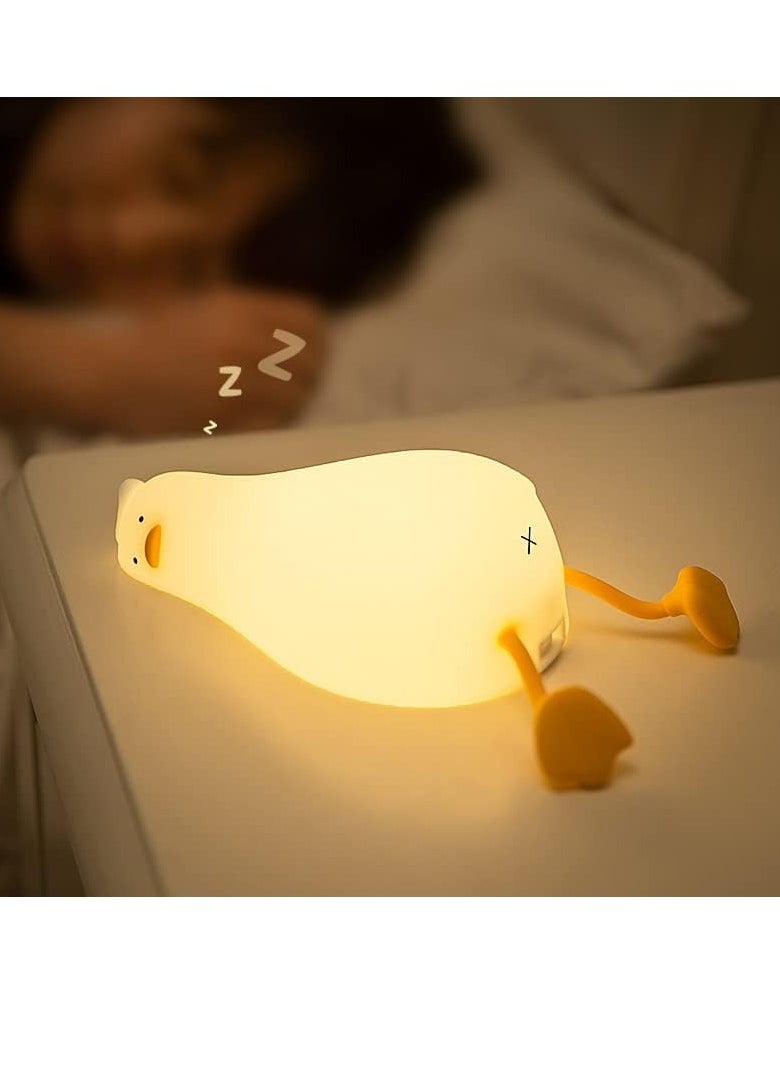 ELTRAZONE Cute Lying Flat Duck Night Light, 3-Level Dimmable Nursery Nightlight, Kawaii Squishy Silicone Light-Up Duck, Rechargeable Touch Lamp, Best Gift for Kids, Toddlers & Adults, Perfect Room Decor - Image 2