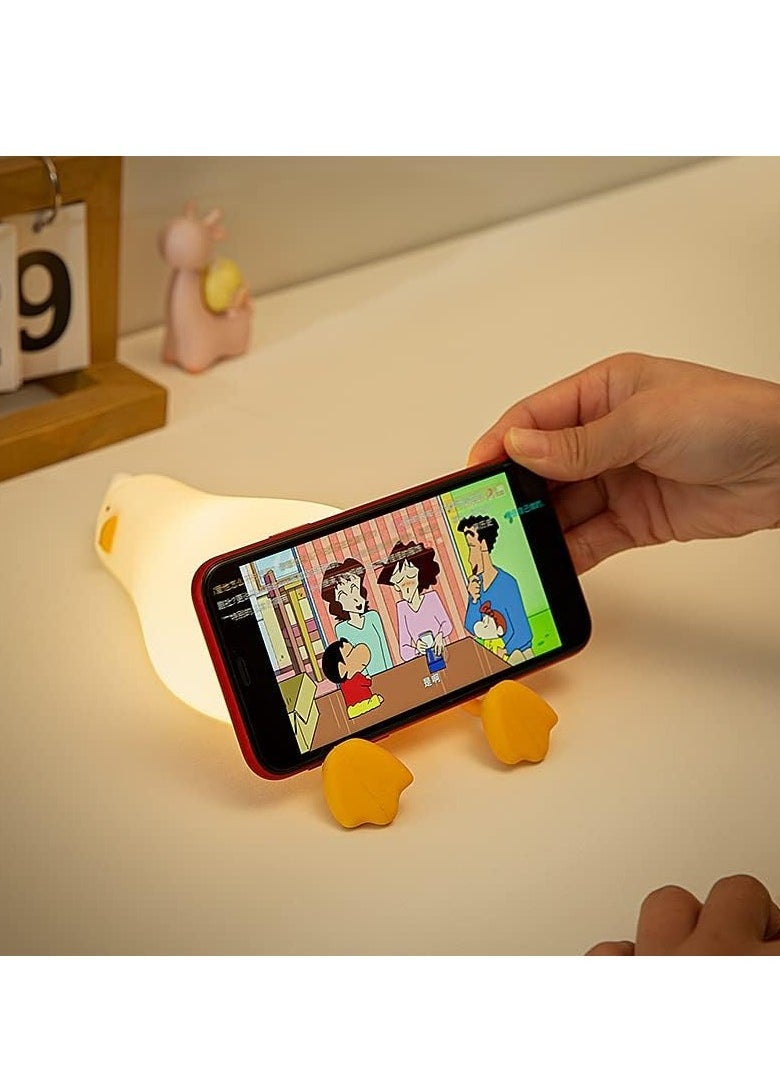 ELTRAZONE Cute Lying Flat Duck Night Light, 3-Level Dimmable Nursery Nightlight, Kawaii Squishy Silicone Light-Up Duck, Rechargeable Touch Lamp, Best Gift for Kids, Toddlers & Adults, Perfect Room Decor - Image 3