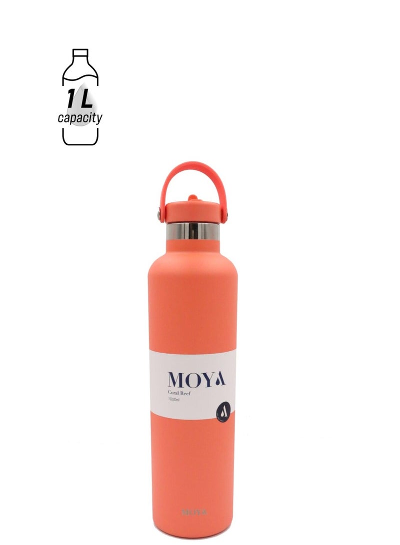 Moya "Coral Reef" 1L Insulated Sustainable Water Bottle Coral - Image 1