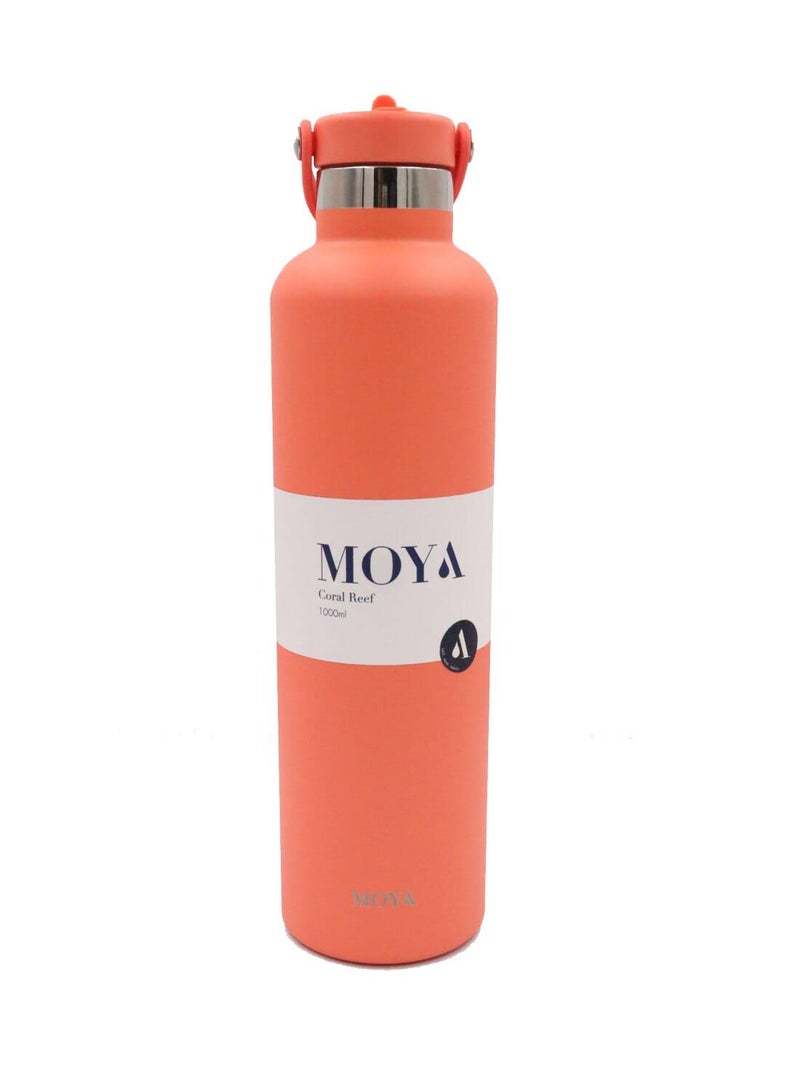 Moya "Coral Reef" 1L Insulated Sustainable Water Bottle Coral - Image 3