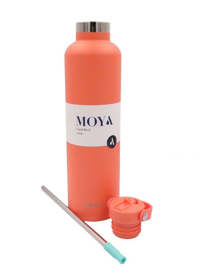 Moya "Coral Reef" 1L Insulated Sustainable Water Bottle Coral - Image 4