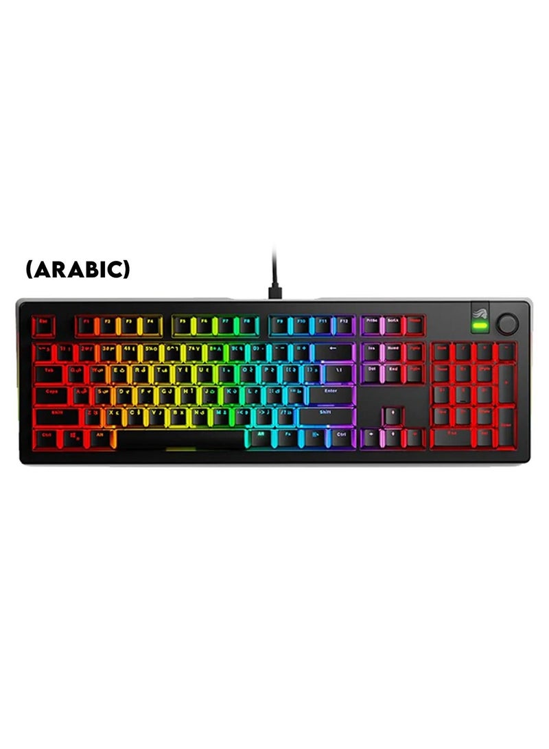 Glorious Gaming - GMMK 3 Keyboard, Full Size 100% Wired Mechanical Keyboard DoubleShot Keycaps Glorious Fox lubed Linear Switches (Arabic) - Black - Image 1