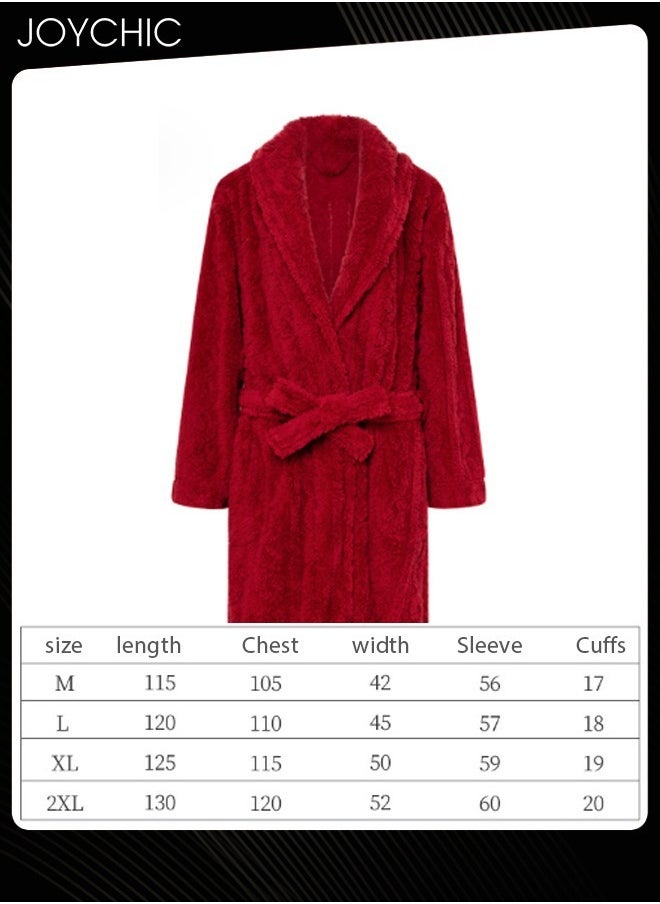 Joychic Autumn and Winter Jacquard Coral Velvet Thickened Warm Pajamas for Women Fashion Green Fruit Collar Long-Sleeved Skin-friendly Bedroom Sleep Robe with Pockets Wine Red  - Image 4