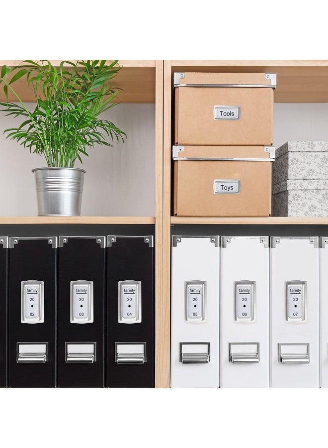 Cindeer 12 Pcs Self Adhesive Metal Bookplates For Books Card Horizontal Clip Label Holders Metal Drawer Tag Silver Label Plate For Office Library Book File Cabinet Drawer Tag Teacher School Classroom - Image 3