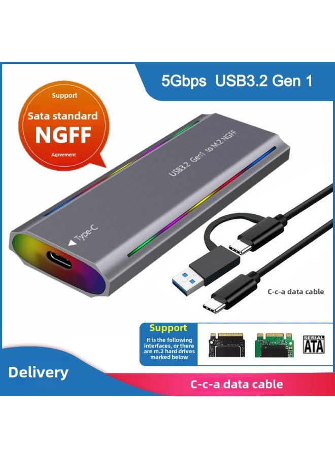 ماركة غير محددة صندوق القرص الصلب M.2 USB3.1NGFF وبروتوكول Nvme من النوع C RGB خفيف من سبائك الألومنيوم صندوق القرص الصلب المحمول - اللون: TN07-L-CCA(بروتوكول NGFF) رمادي  - Image 1
