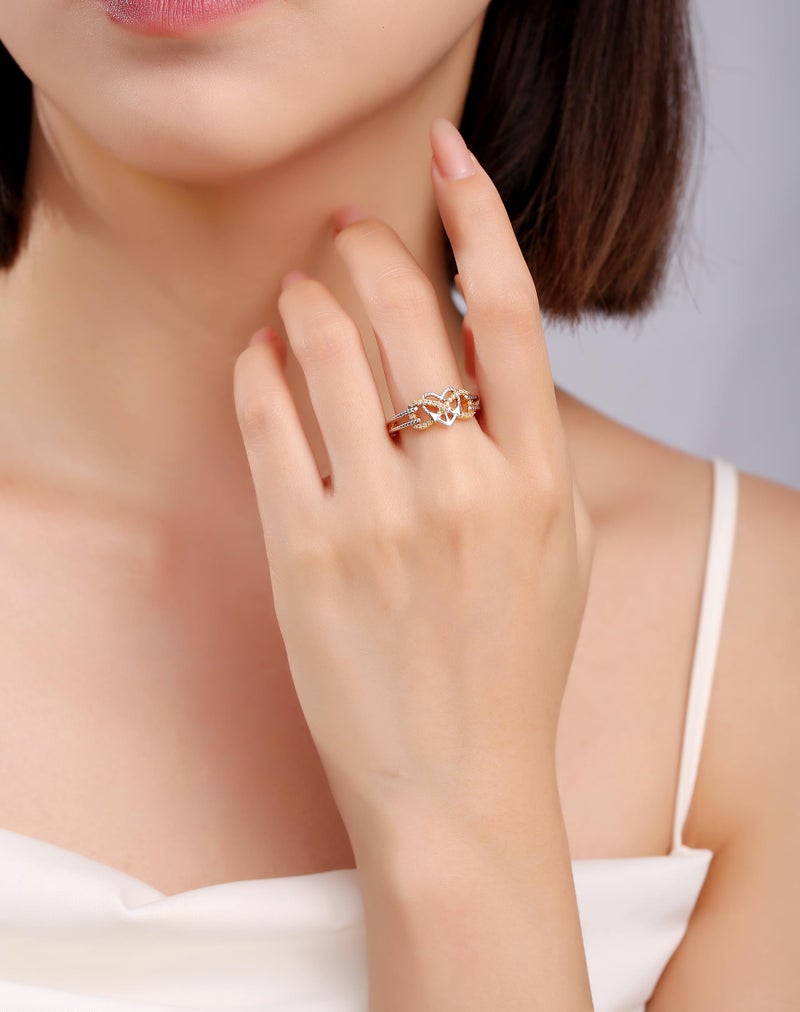 AFFY Infinity Heart Anchor Rope Promise Rings for Women, 1/10 Carat Round Natural White Diamond Two Tone Ring 14K Yellow Gold Plated 925 Sterling Silver Gift for Her I-J, I2-I3 Quality (0.10 Ctw) Size-6 - Image 4