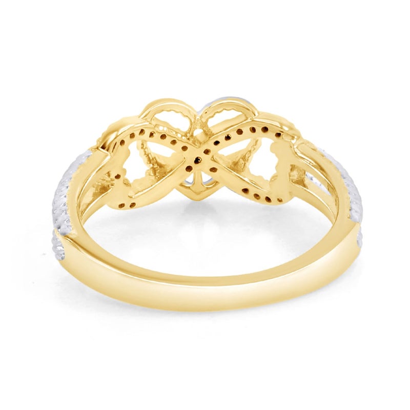 AFFY Infinity Heart Anchor Rope Promise Rings for Women, 1/10 Carat Round Natural White Diamond Two Tone Ring 14K Yellow Gold Plated 925 Sterling Silver Gift for Her I-J, I2-I3 Quality (0.10 Ctw) Size-6 - Image 5