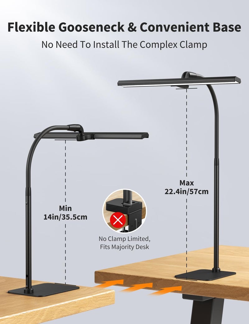 Kary LED Desk Lamps for Home Office, Tall Desk Light with Base, Flexible Gosseneck Adjustable Height 5-Level Dimmable Brightness & Color, Architect Lamp for Working,Reading,Crafting,Study - Image 5