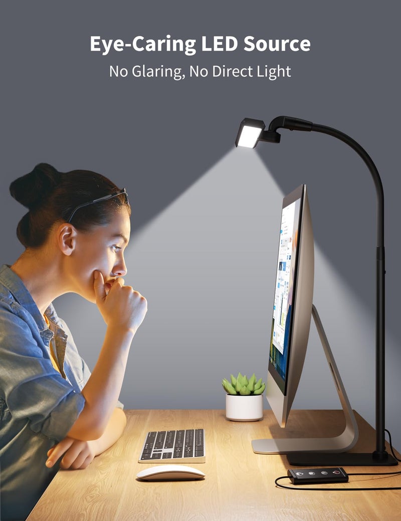 Kary LED Desk Lamps for Home Office, Tall Desk Light with Base, Flexible Gosseneck Adjustable Height 5-Level Dimmable Brightness & Color, Architect Lamp for Working,Reading,Crafting,Study - Image 3