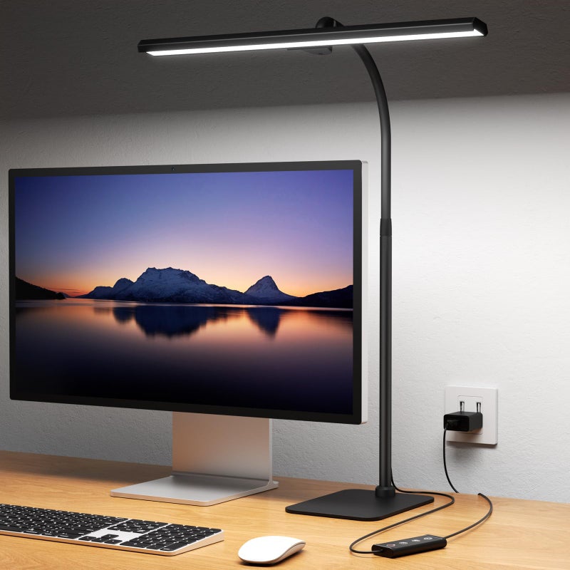 Kary LED Desk Lamps for Home Office, Tall Desk Light with Base, Flexible Gosseneck Adjustable Height 5-Level Dimmable Brightness & Color, Architect Lamp for Working,Reading,Crafting,Study - Image 1