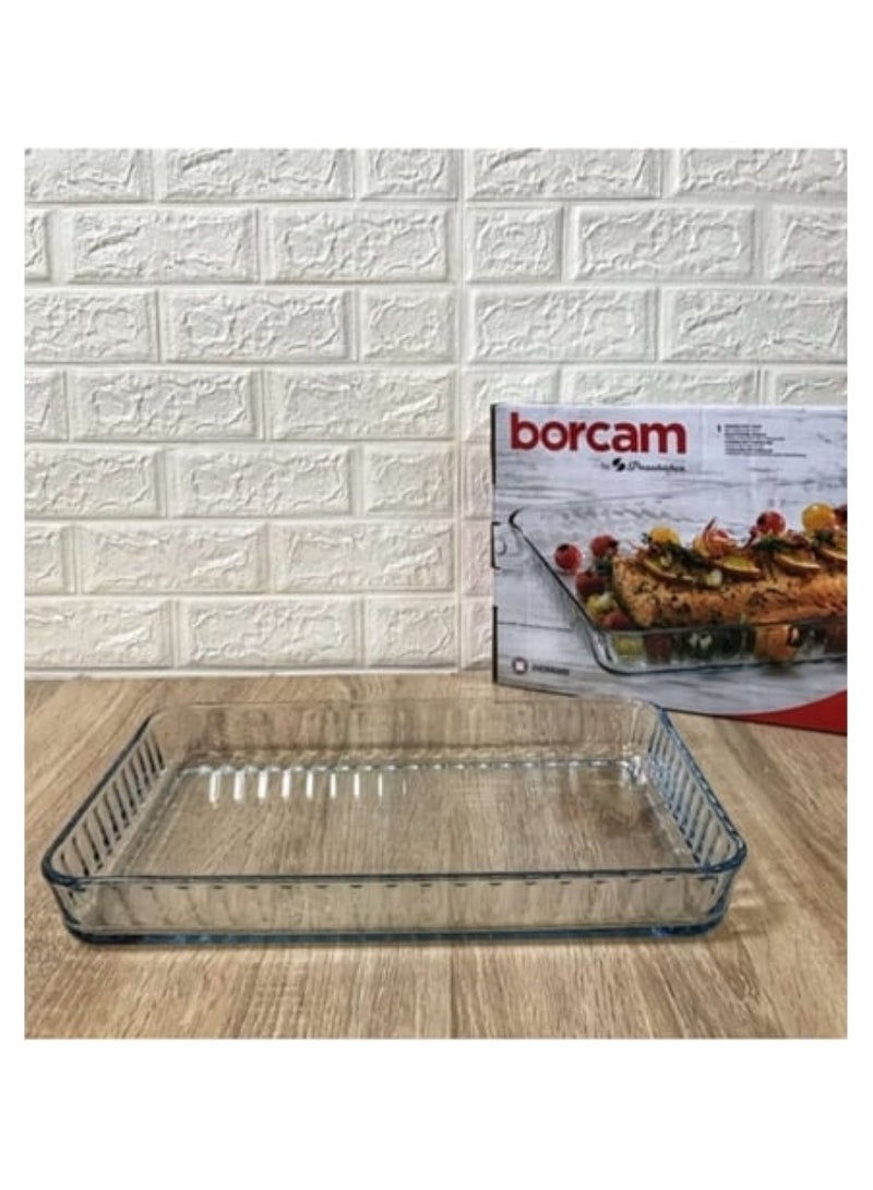 Borcam Borcam Rectangular Glass Baking Tray, 2850 Ml Capacity, 45 Mm Height, 370X240 Mm Diameter - Clear  - Image 3