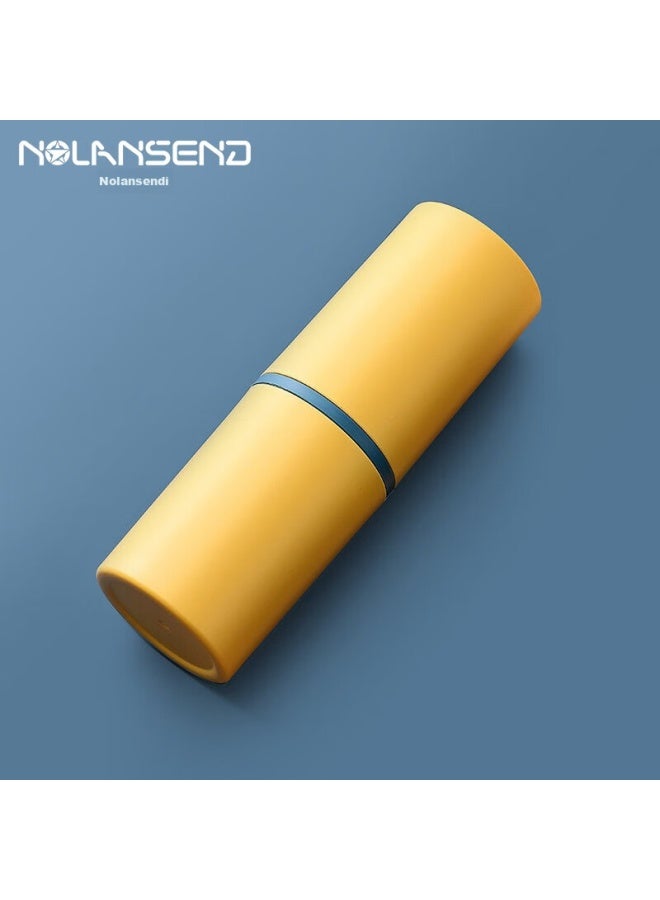 NOLANSEND Nuolansendi Travel Toiletry Cup, Detachable 2 Toothbrush Cups Set, Toothbrush Cup, Toothbrush Holder, Simple Toothbrush Set, Lemon Yellow - Image 2