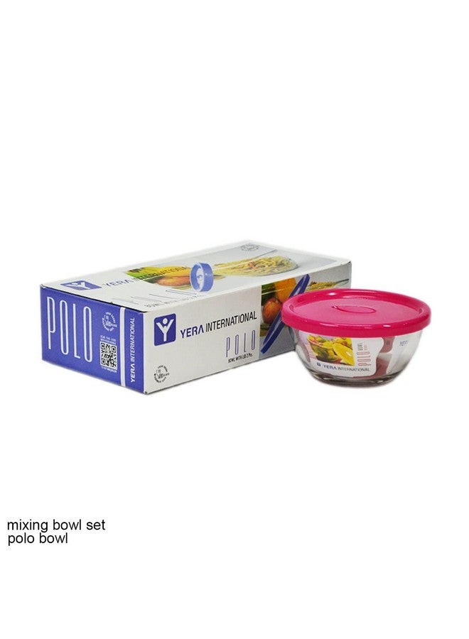 Brezzycloud Set of 4 Glass Mixing Bowl with Lid B16FL - 435ml - Transparent Glass (Set of 4, Lid Color Random) - Image 3