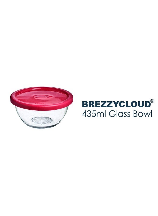 Brezzycloud Set of 4 Glass Mixing Bowl with Lid B16FL - 435ml - Transparent Glass (Set of 4, Lid Color Random) - Image 5