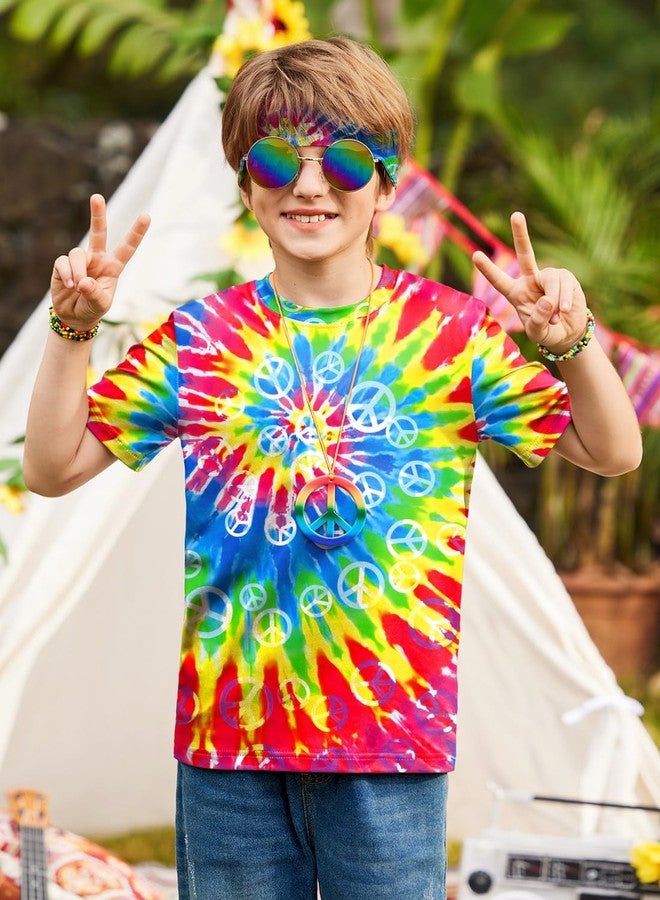 BesserBay Boys 60s 70s Tie Dye Shirts 6 Pcs Hippie Set for Retro Theme Party 6-14 Years - Image 3