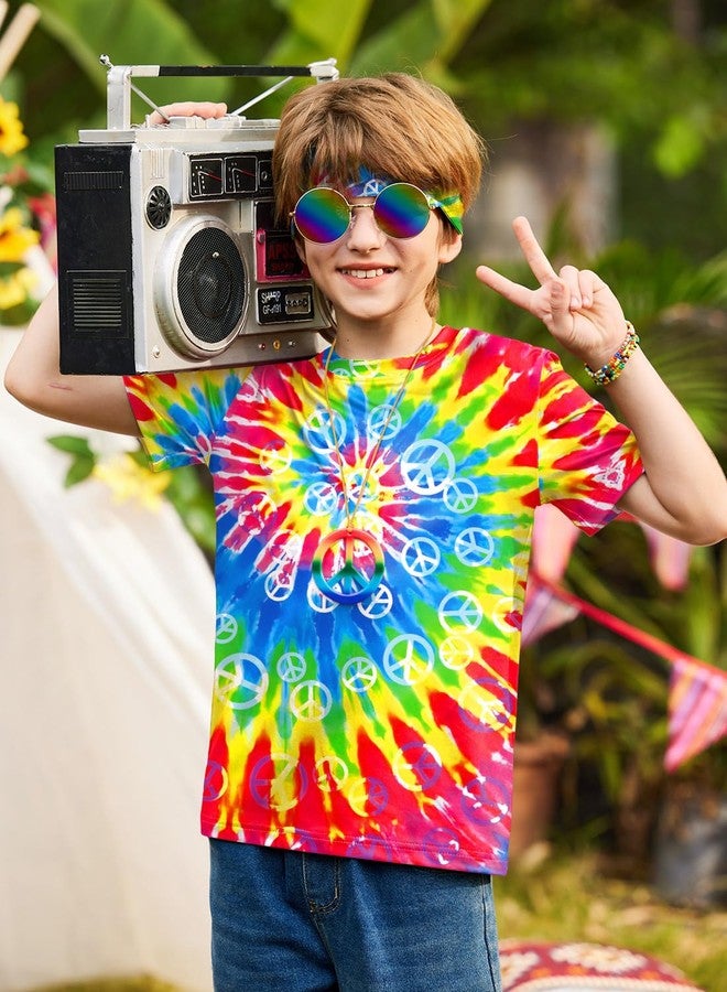BesserBay Boys 60s 70s Tie Dye Shirts 6 Pcs Hippie Set for Retro Theme Party 6-14 Years - Image 4