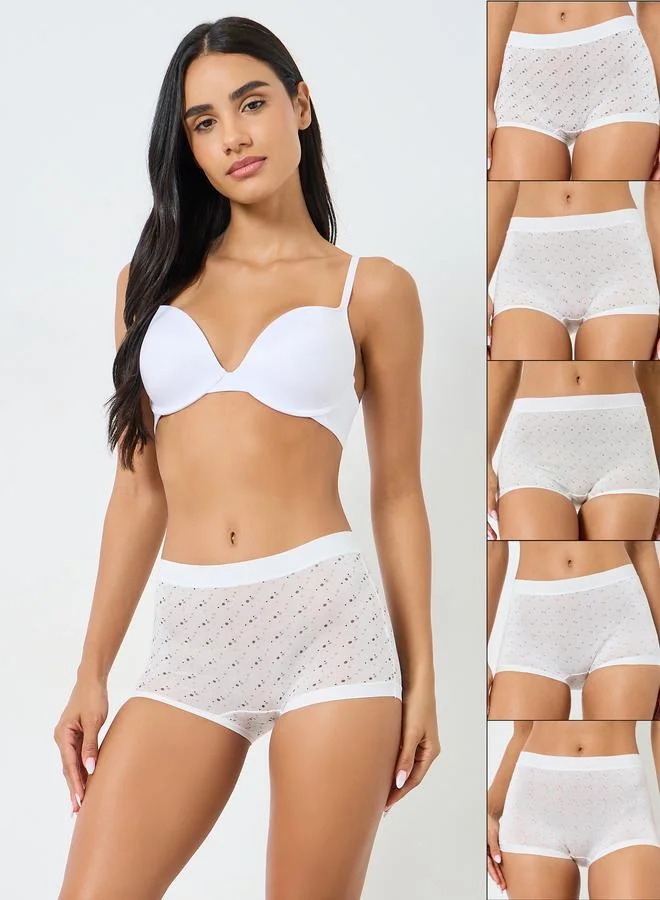 Styli Pack of 5 - Cotton Textured Boyshorts