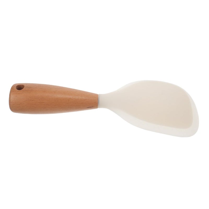 Heat Resistant Silicone Rice Paddle Spatula 2pcs Set Beige Color Easy Clean Nonstick Kitchen Utensil - Image 4