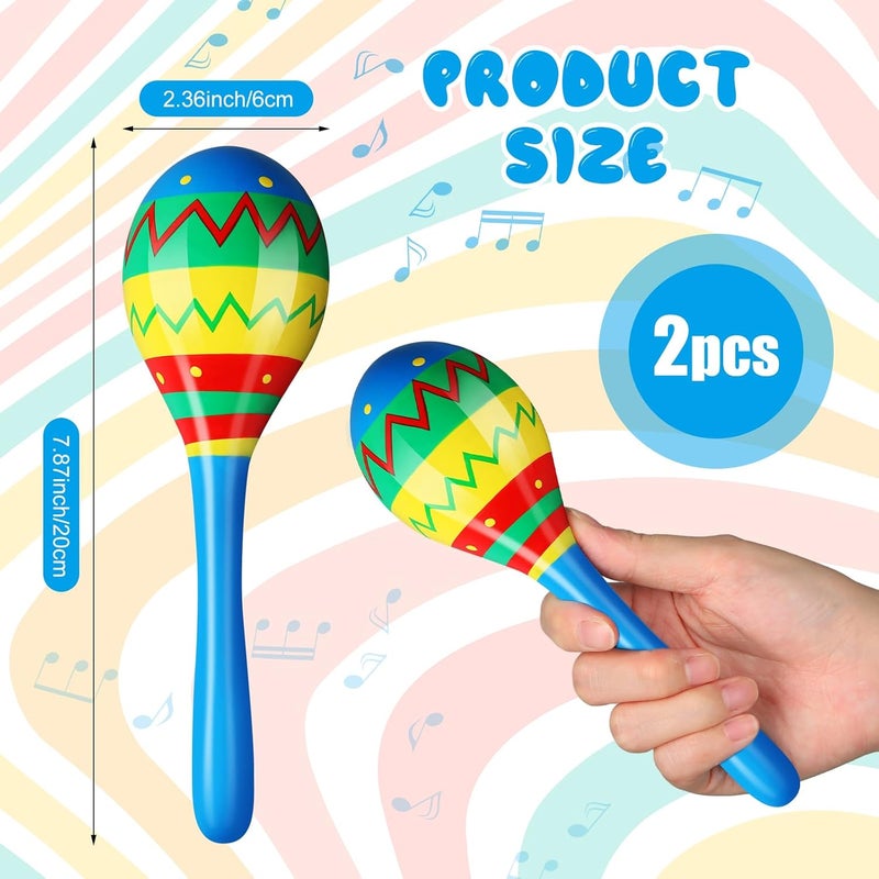 Relaxgiant 7.87 Inches Fiesta Wooden Maracas 2 Pcs Noisemaker for Mexican Fiesta Musical Maracas Party Mexican Birthday Christmas Cinco De Mayo Party(Blue) - Image 2