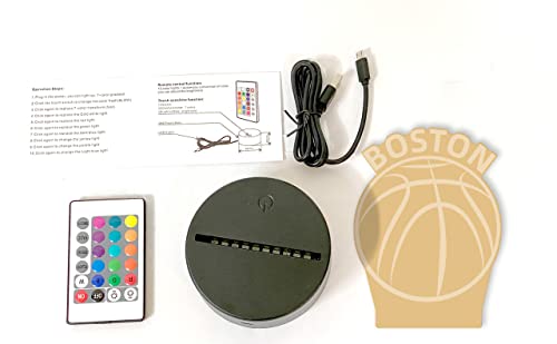 CLORURBANLIVE 3D Basketball Boston Night Light 3D Illusion Lamp with Remote Control 16 Color Options Sports Decor Lighting for Fans (Boston Multicoloured) - Image 3
