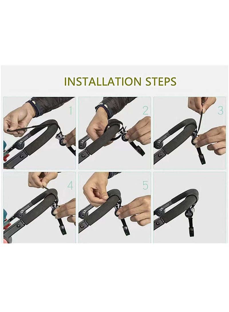 ألاميدا علاقات، مسكات لاكياس لعربة الأطفال, مجموعة من قطعتين، مشابك عربة أطفال لحقيبة الظهر واكياس التسوق - Image 3