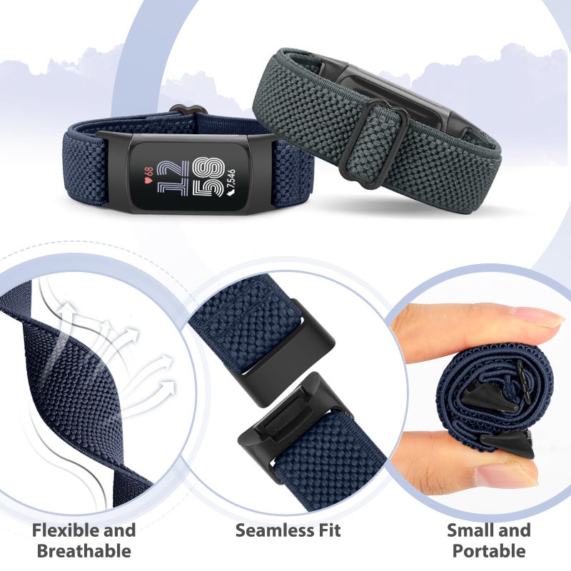 Bcuckood 5 Pack Elastic Nylon Watch Bands Compatible for Fitbit Charge 6/Fitbit Charge 5, Adjustable Breathable Replacement Stretchy Nylon Loop Wristband Sport Strap for Women Men - Image 5
