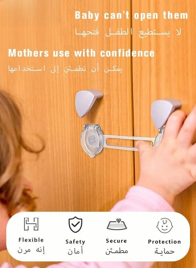 HOOKOR 12-Piece Baby Safety Strap Locks Child Lock for Cabinets and Drawers, Toilet, Fridge & More. 3M Adhesive Pads. Easy Installation, No Drilling Required, White - Image 2