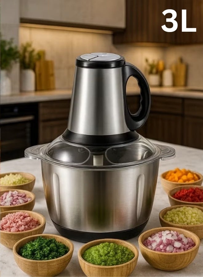 Multi-Purpose Electric Meat And Vegetable Grinder, 850W Power, Large 3L Stainless Steel Bowl, Two-Speed Control, Four Sharp Blades, Secure Lock Safety Design – Perfect For Mincing Meat, Chopping Vegetables, Fruits, Nuts, And Preparing Sauces - Image 1