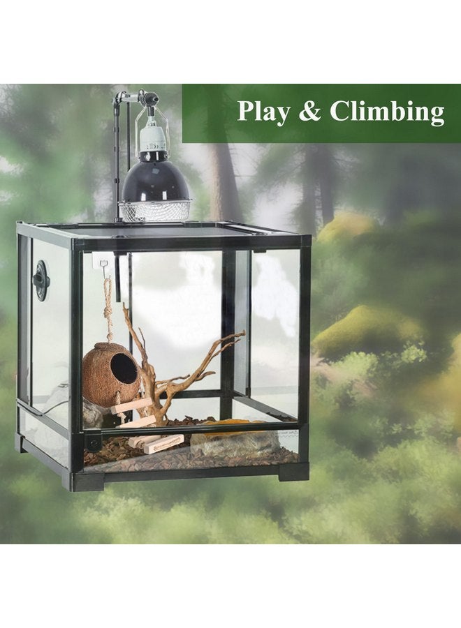 HERCOCCI Gecko Tank Accessories, Hermit Crab Toys Coconut Shell Natural Coconut Husk Hut with Climbing Ladder with Suction Cup for Leopard Gecko Snake Reptiles - Image 3