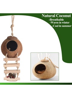HERCOCCI HERCOCCI Gecko Tank Accessories, Hermit Crab Toys Coconut Shell Natural Coconut Husk Hut with Climbing Ladder with Suction Cup for Leopard Gecko Snake Reptiles  - Image 2