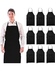 White Classic White Classic Wealuxe 12-Pack Professional Bib Aprons | No Pocket | 32x28 Inch | Black | Set of 12  - Image 1