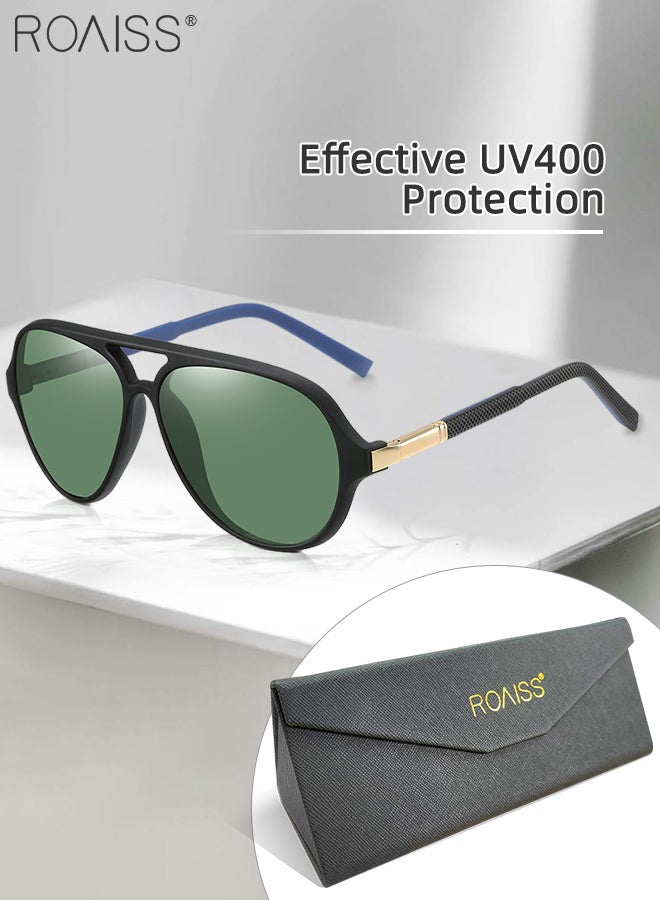 roaiss Polarized Aviator Sunglasses for Men Women, UV400 Protection Sun Glasses with Elastic TR90 temples, Fashion Anti-Glare Sun Shades for Driving, Fishing, Traveling, 60mm - Image 2