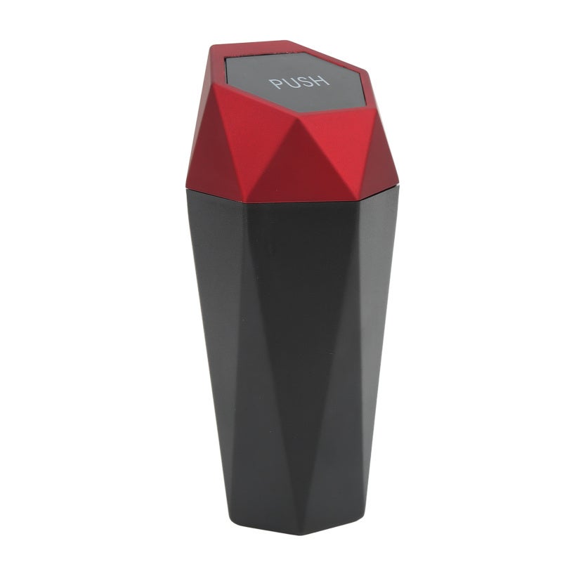 Car Trash Can Compact Diamond Cup Holder Bin - Easy Pop Up Lid Mini Trash Bin for Car Home Office - Image 3