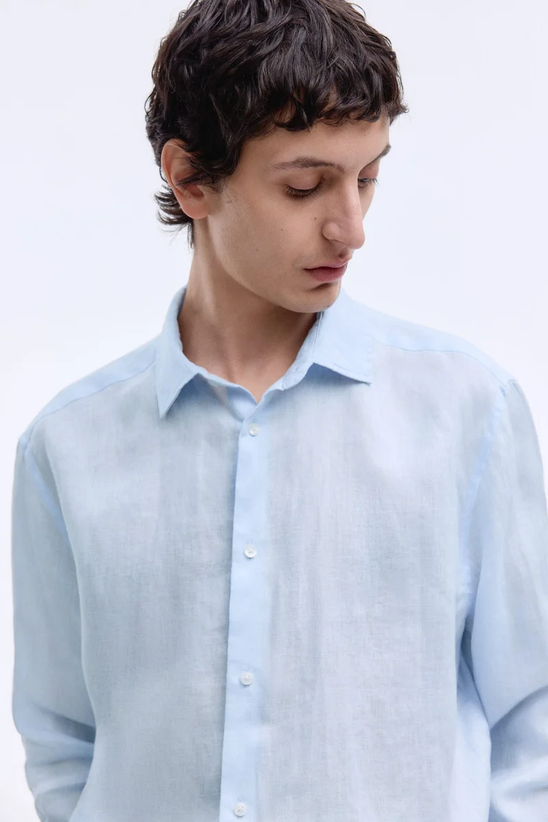 اتش اند ام قميص بقصّة سلِم من الكتان