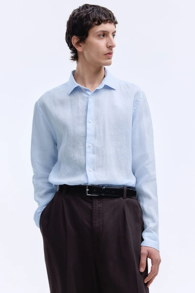 اتش اند ام قميص بقصّة سلِم من الكتان