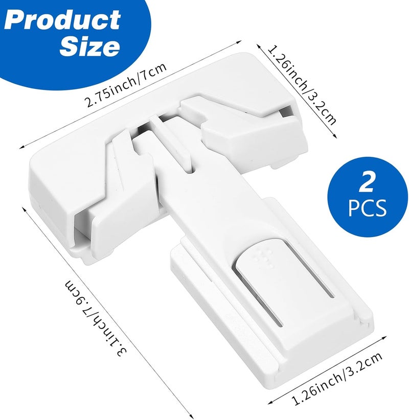 Bremorou 2 Pack Freezer Door Latches Refrigerator Lock Freezer Lock for Upright Freezer Refrigerator Fridge Freezer Door Lock Proof Refrigerator Lock Baby Safety Fridge Door Latch Locks White - Image 2