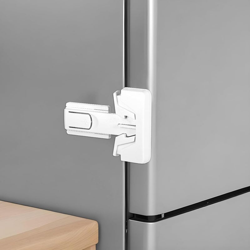 Bremorou 2 Pack Freezer Door Latches Refrigerator Lock Freezer Lock for Upright Freezer Refrigerator Fridge Freezer Door Lock Proof Refrigerator Lock Baby Safety Fridge Door Latch Locks White - Image 1