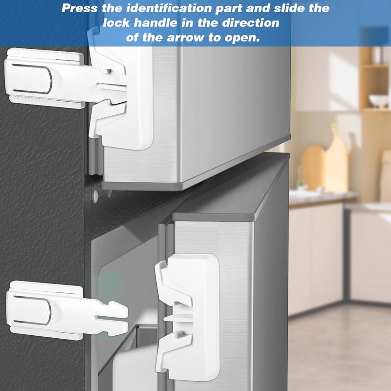 Bremorou 2 Pack Freezer Door Latches Refrigerator Lock Freezer Lock for Upright Freezer Refrigerator Fridge Freezer Door Lock Proof Refrigerator Lock Baby Safety Fridge Door Latch Locks White - Image 4