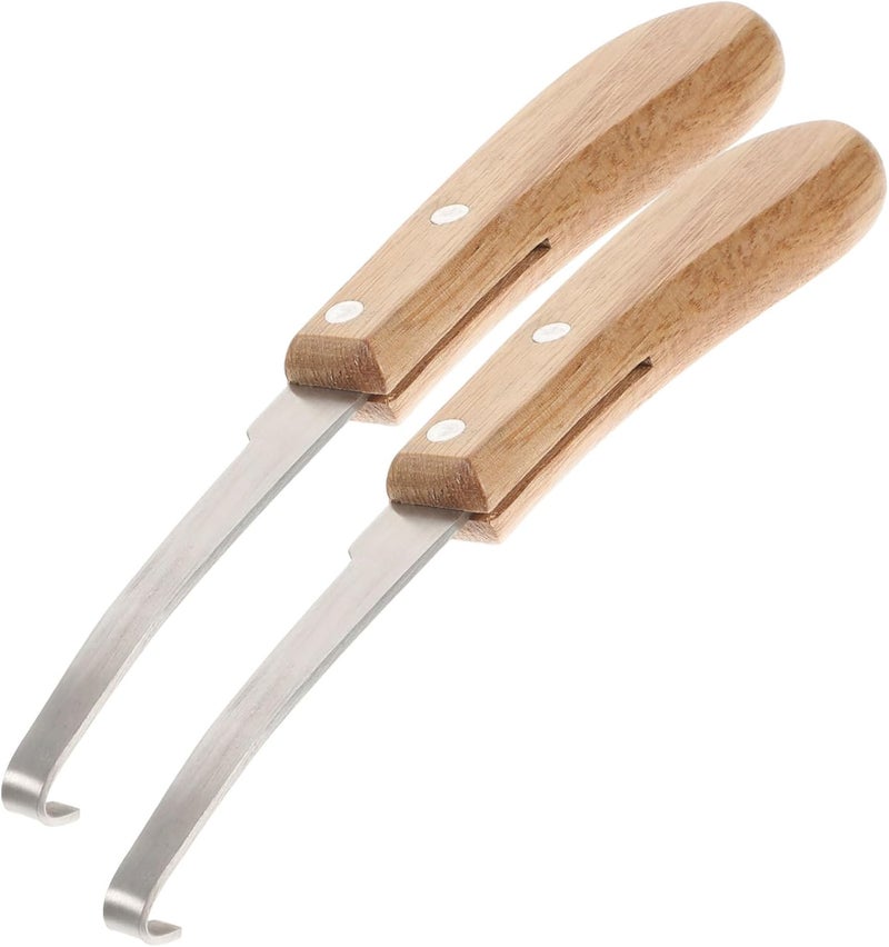 2pcs Stainless Steel Horseshoe Repairing Cutters with Wooden Handles Horse Hoof Trimmers for Cattle and Equine Hoof Care Portable Khaki Farrier Tools - Image 1
