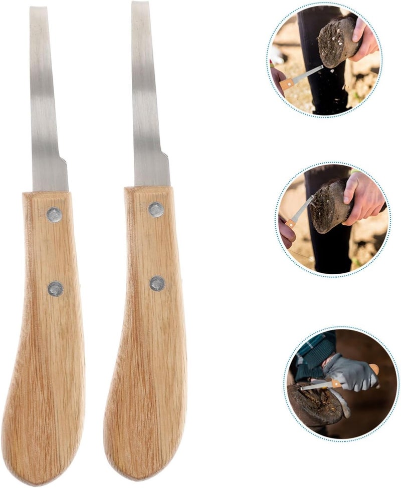 2pcs Stainless Steel Horseshoe Repairing Cutters with Wooden Handles Horse Hoof Trimmers for Cattle and Equine Hoof Care Portable Khaki Farrier Tools - Image 3
