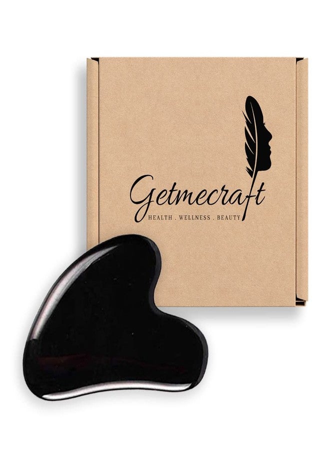 Getmecraft Black Obsidian Gua Sha Massage Tool, Natural Jade Guasha Tool for Face and Body Skin Massage. Gua Sha Set for SPA Acupuncture Therapy, Trigger Point Treatment. - Image 1