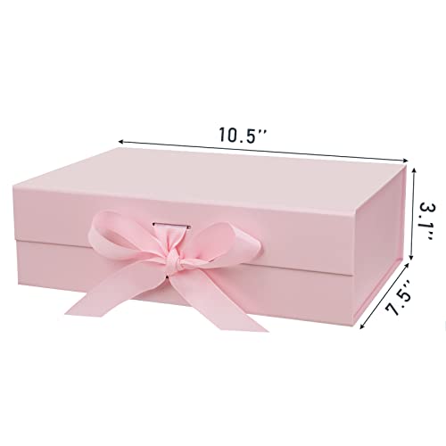 DaiUni 10.5"X7.5"X3.1" Pink Magnetic Gift Box with Lid and Ribbon for Presents - Image 2