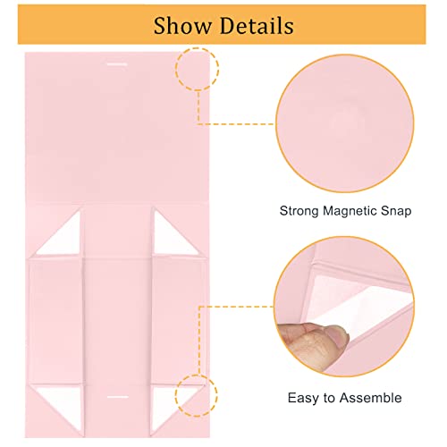 DaiUni 10.5"X7.5"X3.1" Pink Magnetic Gift Box with Lid and Ribbon for Presents - Image 4