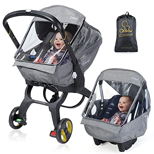 IvyWind Universal Car Seat Rain Cover,Weather Shield for Infant Car Seat with Storage Bag,Side Ventilation & Handle Opening,Necessary Protection for Baby or Pet in Crowded,Baby Travel Accessories (Light Grey) - Image 1