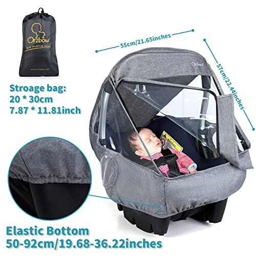 IvyWind Universal Car Seat Rain Cover,Weather Shield for Infant Car Seat with Storage Bag,Side Ventilation & Handle Opening,Necessary Protection for Baby or Pet in Crowded,Baby Travel Accessories (Light Grey) - Image 5