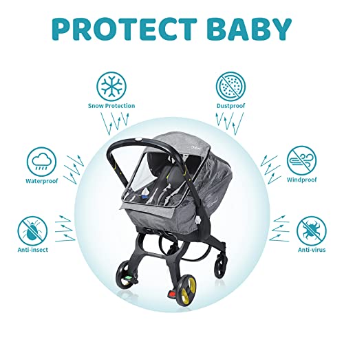 IvyWind Universal Car Seat Rain Cover,Weather Shield for Infant Car Seat with Storage Bag,Side Ventilation & Handle Opening,Necessary Protection for Baby or Pet in Crowded,Baby Travel Accessories (Light Grey) - Image 2